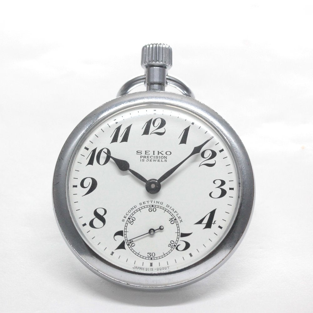 Overhauled and adjusted to within 30 seconds per day, this 19 Seiko railroad watch from 1971, features 15 jewels, a stop-seconds function, and is no longer in production. 19seiko-1318