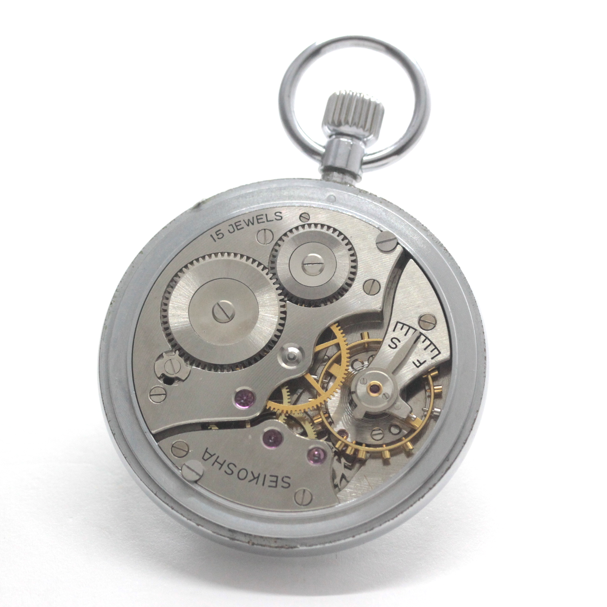 昭和45年の19セイコー鉄道時計/15石/秒針止め機能/絶版時計/19seiko-1354　ムーブメント
