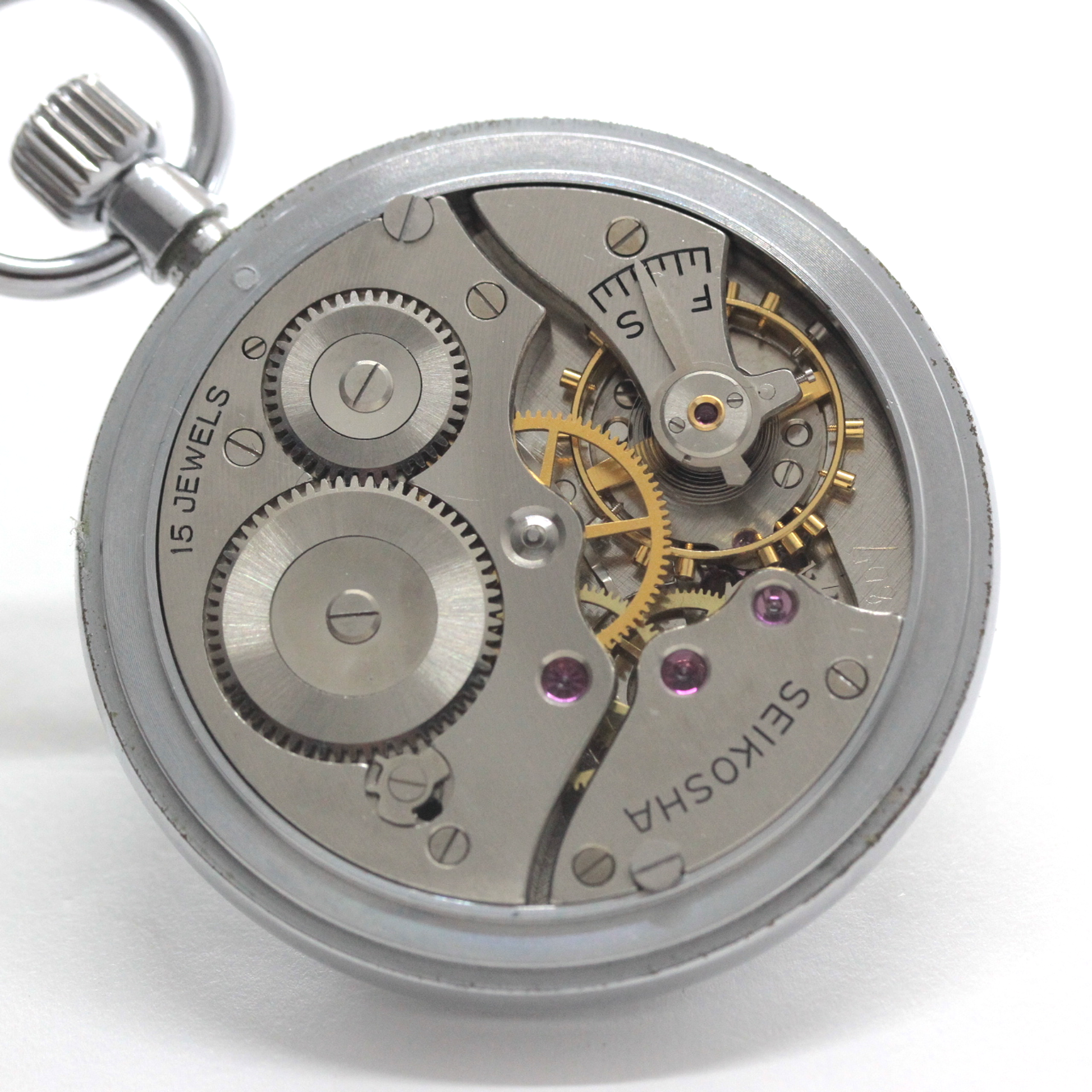 昭和45年の19セイコー鉄道時計/15石/秒針止め機能/絶版時計/19seiko-1354　ムーブメント