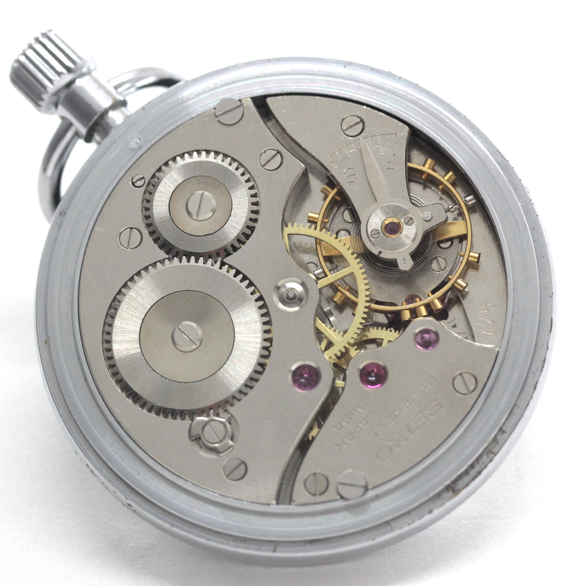 昭和46年の19セイコー鉄道時計/15石/秒針止め機能/絶版時計/19seiko-1356　ムーブメント