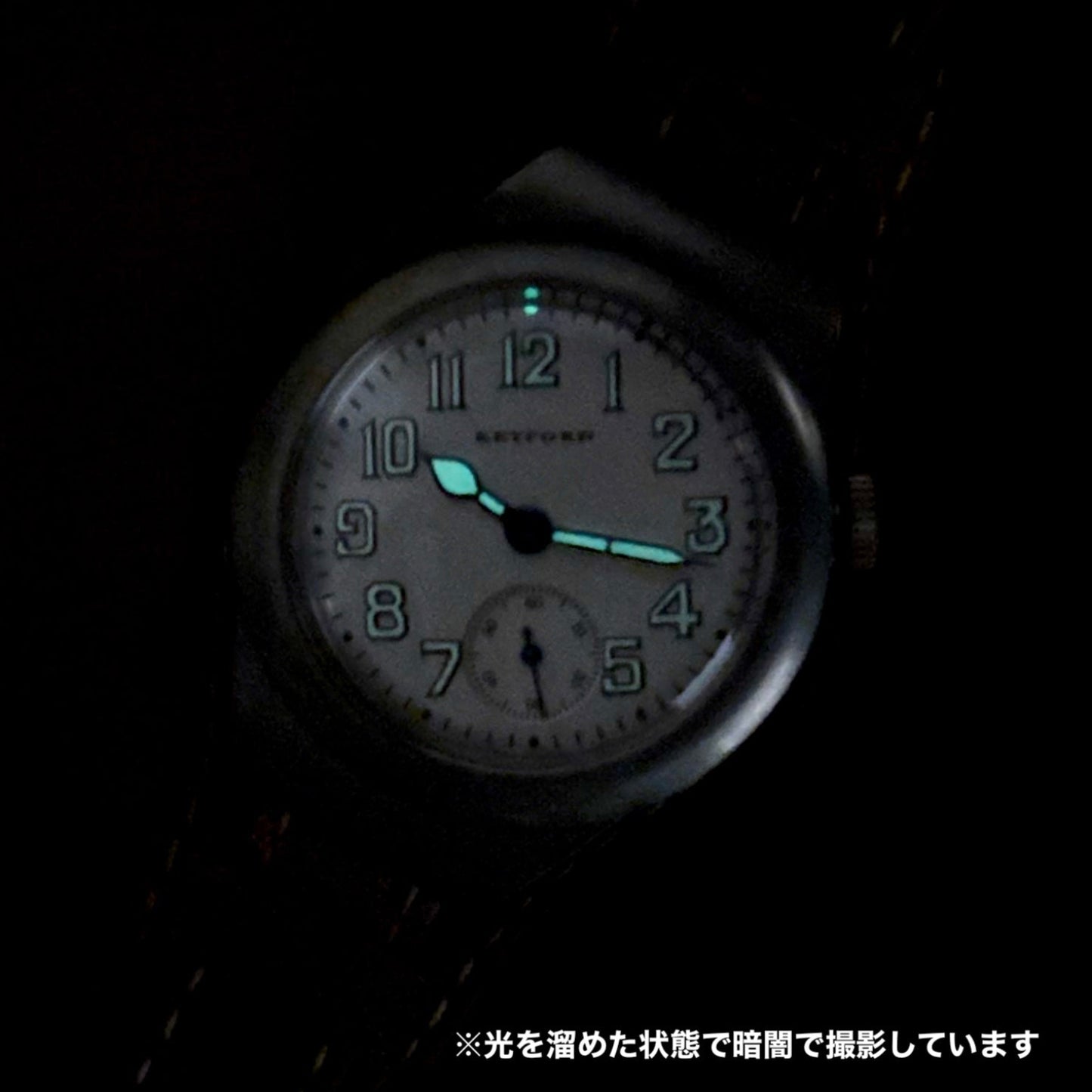 蓄光イメージ 正美堂時計店撮影 モントルロロイ ミリタリーウォッチ Trench Driver's watch ホワイト 221167
