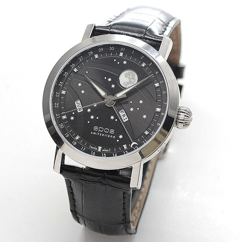 エポス（epos）/OEUVRE D’ART/ビッグムーン（Big Moon）3440GY ブラック 腕時計 