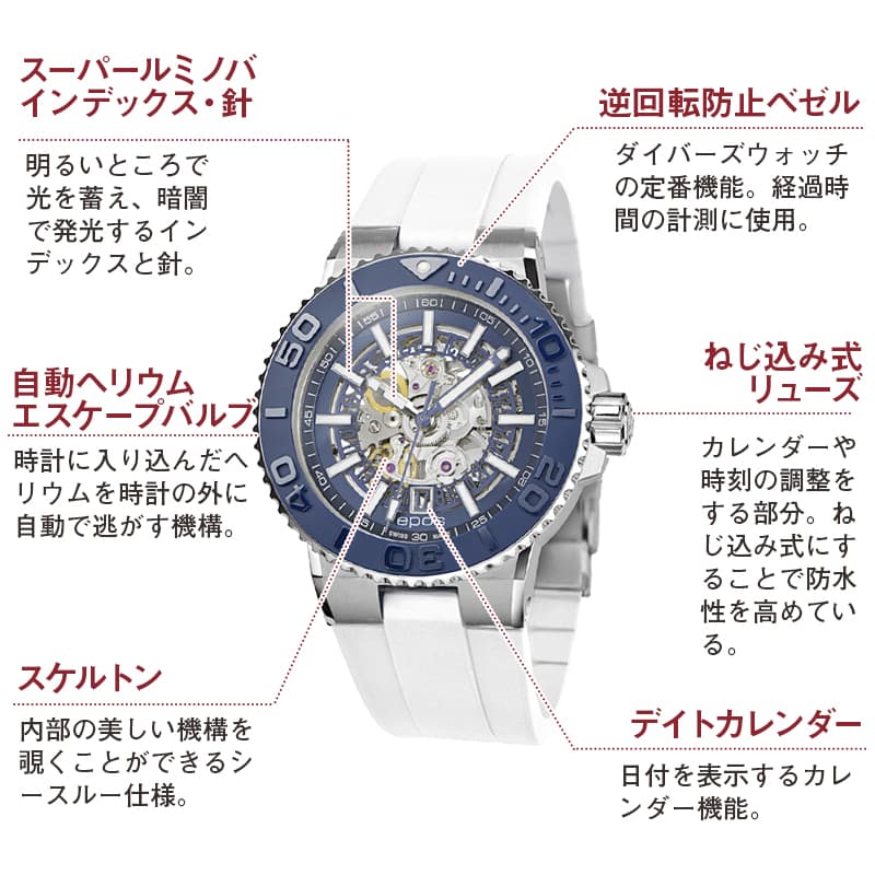 エポス（epos）/SPORTIVE/ダイバーズウォッチ/3441SKBLWHR 腕時計 