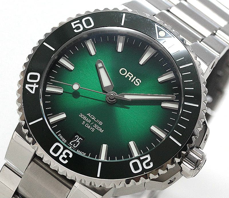 オリス/Oris/ダイビング/AQUIS(アクイス)/キャリバー400/ダイバーズウォッチ 400 7769 4157-0782209PEB 41.5mm径 グリーン 腕時計