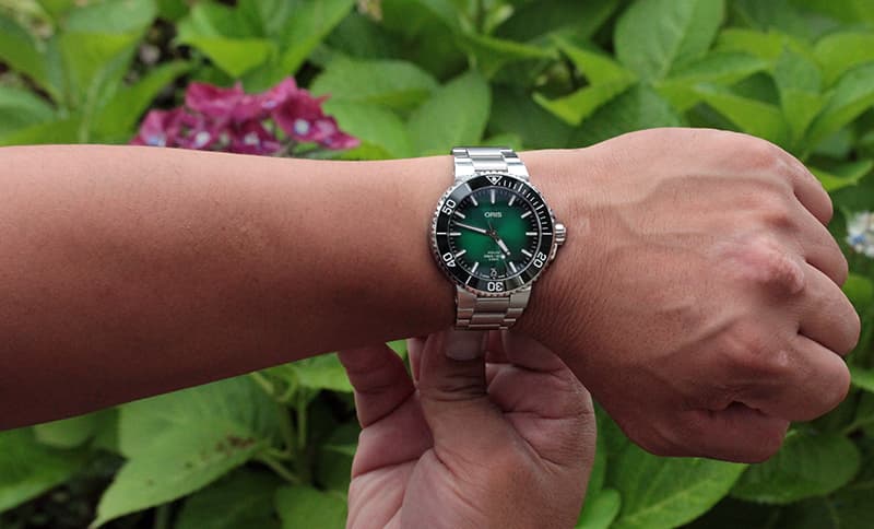 オリス/Oris/ダイビング/AQUIS(アクイス)/キャリバー400/ダイバーズウォッチ 400 7769 4157-0782209PEB 41.5mm径 グリーン 腕時計