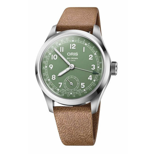 オリス（ORIS) ビッグクラウンポインターデイト キャリバー403 40mm 腕時計 403 7799 4067-07 6 20 09FC （グリーン/レザーストラップ）