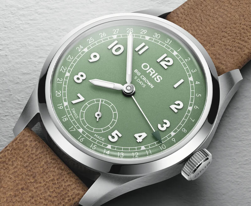 オリス（ORIS) ビッグクラウンポインターデイト キャリバー403 40mm 腕時計 403 7799 4067-07 6 20 09FC （グリーン/レザーストラップ）