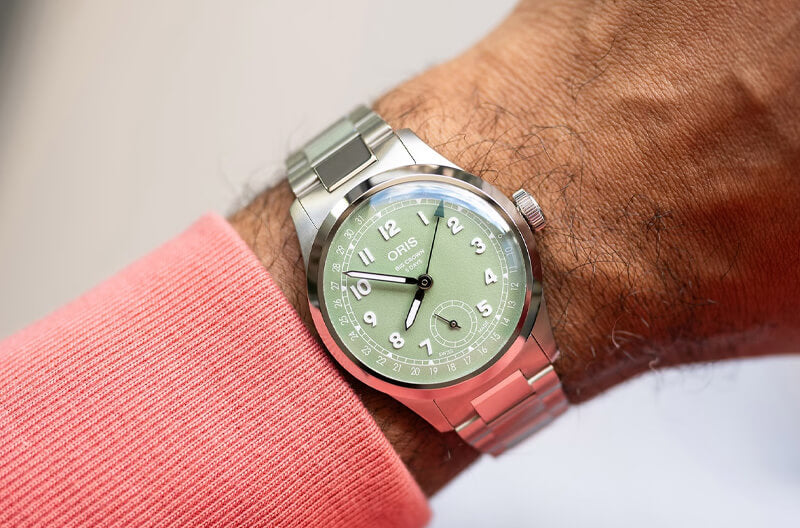 オリス（ORIS) ビッグクラウンポインターデイト キャリバー403 40mm 腕時計 403 7799 4067-07 8 20 06 （グリーン/メタルブレスレット）
