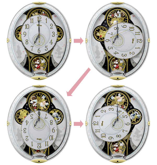 【新品】リズム時計工業 Disney ディズニー 電波からくり時計　ミッキー RHYTHM リズム ディズニーキャラクター 電波 からくり 掛け時計