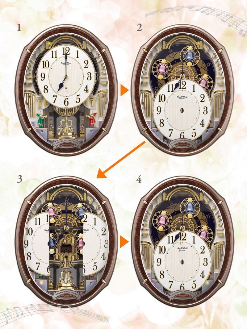 RHYTHM リズム SmallWorld 電波からくり掛け時計 スモールワールドアルディ【4MN545RH23】