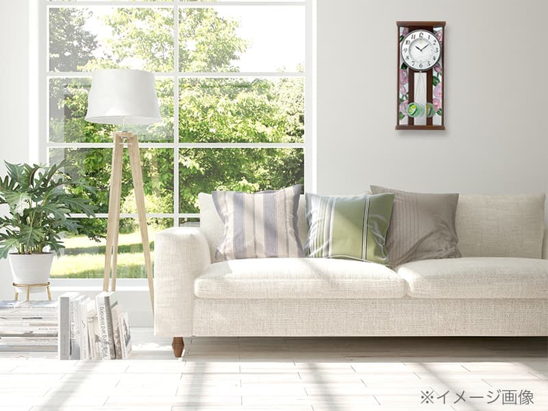 RHYTHM リズム 電波掛け時計 RHG-M007 ステンドグラス装飾 4MX406HG06