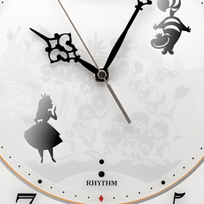 RHYTHM リズム ディズニーキャラクター 高感度電波 掛け時計 アリス　4MY854MC14