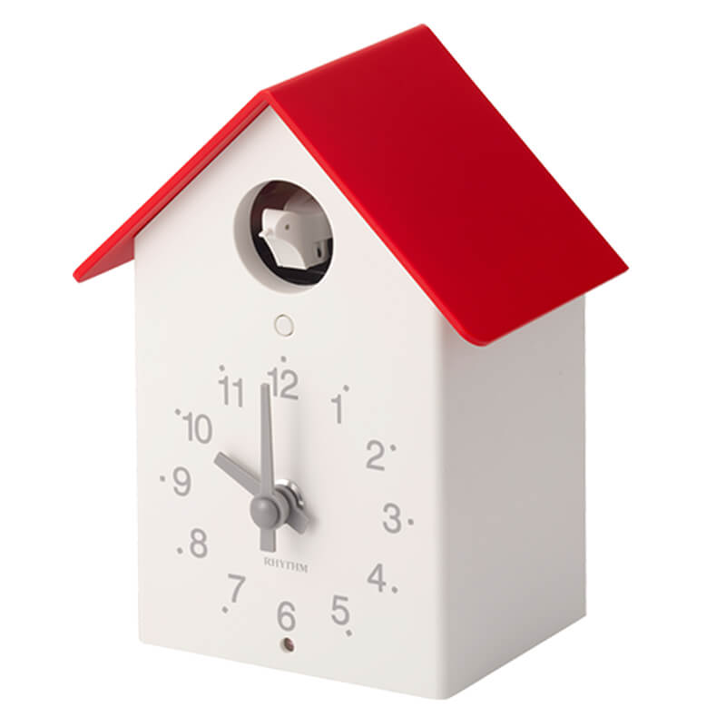 RHYTHM リズム ふいごカッコークロック アカ 掛け置き時計 4RH797SR01