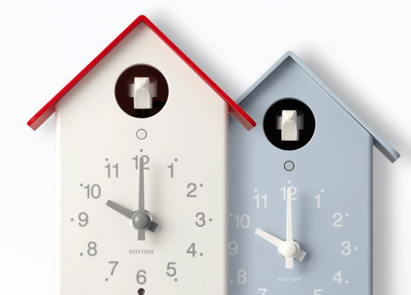 RHYTHM リズム ふいごカッコークロック ミズイロ 掛け置き時計