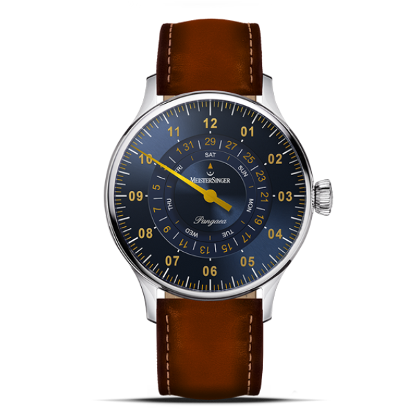 MeisterSinger Pangaea Automatic Watch, Day Date, Steel Blue with Gold, PDD917G
