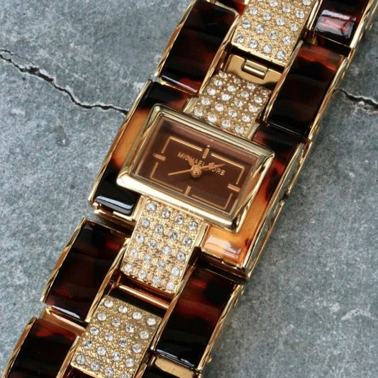 MICHAEL KORS　べっ甲柄　スクエア　腕時計　マイケルコース　MK4182 ブラウン　ヴィンテージ/腕時計