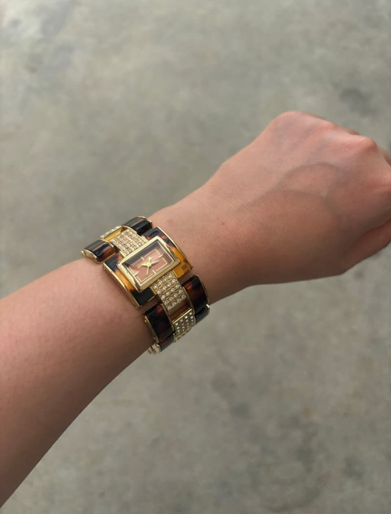 MICHAEL KORS　べっ甲柄　スクエア　腕時計　マイケルコース　MK4182 ブラウン　ヴィンテージ/腕時計