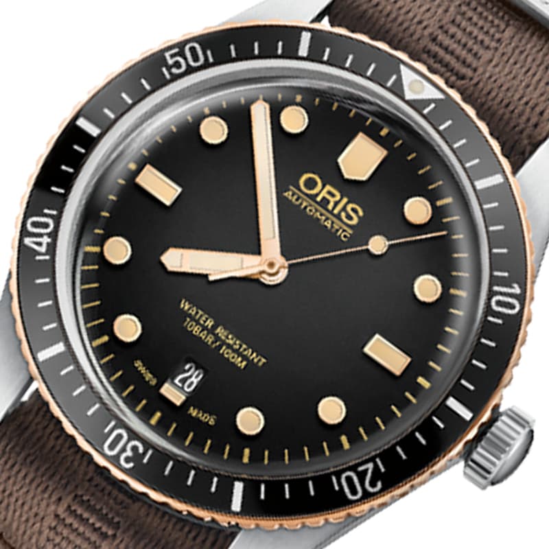 オリス(Oris)ダイバーズ65（Divers Sixty-Five）733.7707.4354 ブラックダイヤル×サテンベルト 腕時計