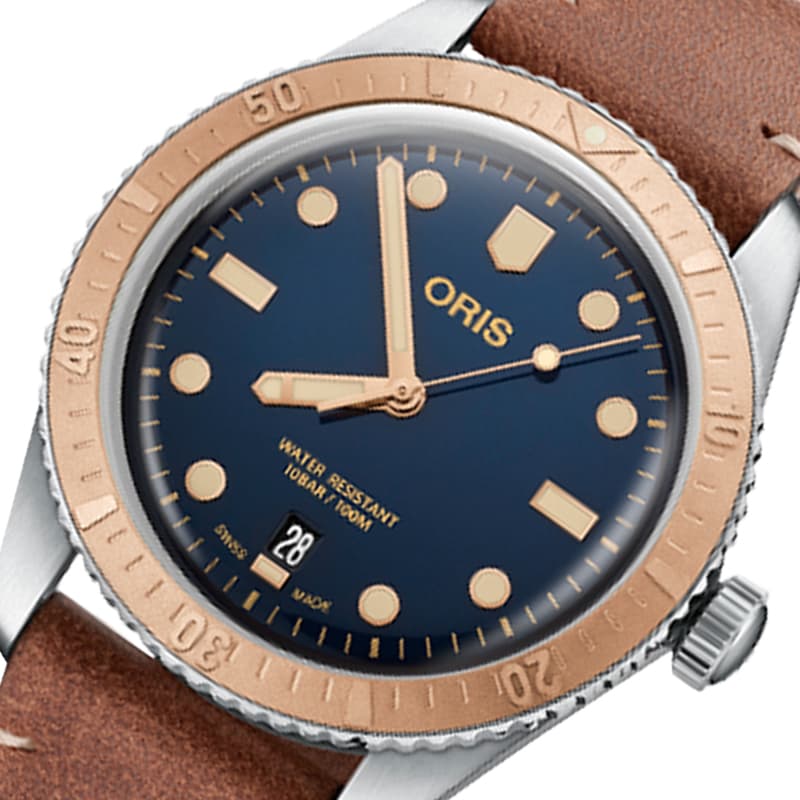 オリス(Oris)ダイバーズ65（Divers Sixty-Five）733 7707 4355-07 5 20 45 ブルーダイヤル×ブロンズ製ベゼル 腕時計