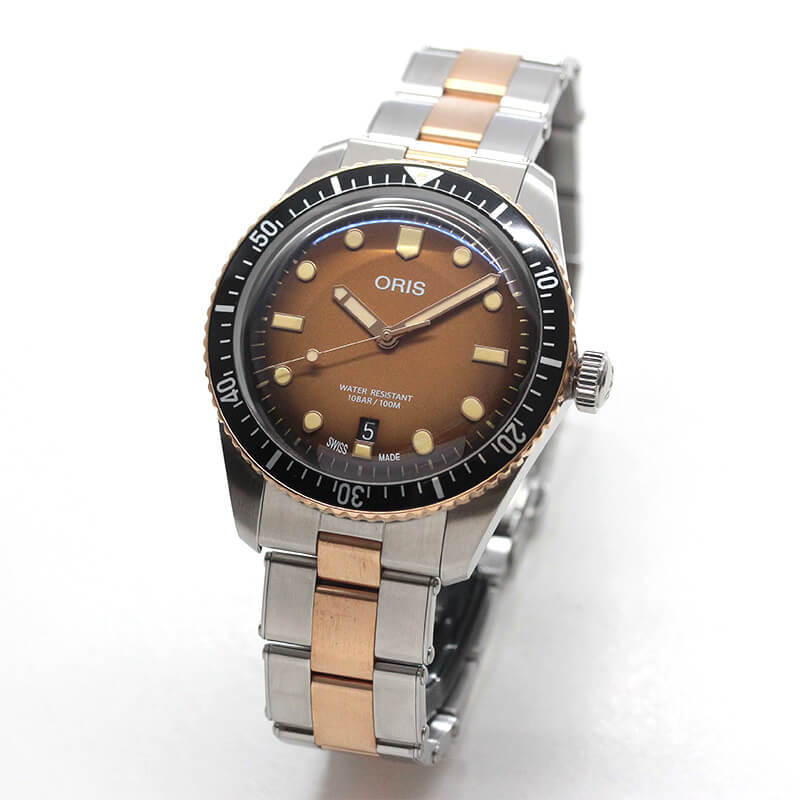 オリス(Oris)ダイバーズ65（Divers Sixty-Five）733 7707 4356-07 8 20 17 ブラウングラデーションダイアル 腕時計 メタルブレスレット