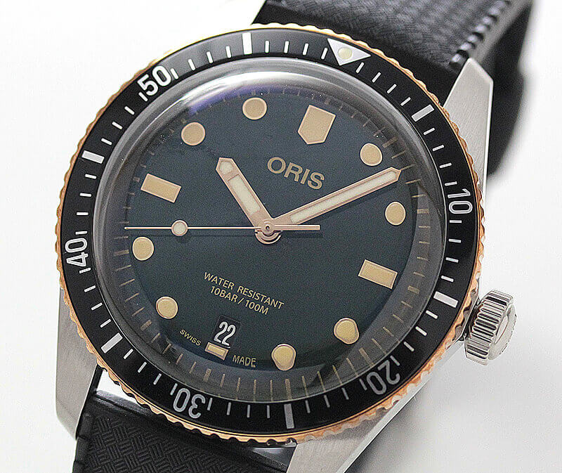 オリス(Oris)ダイバーズ65（Divers Sixty-Five）733.7707.4357 グリーンダイヤル×ラバーベルト 腕時計