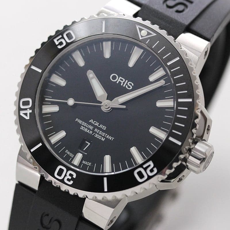 【動作確認済】ORIS アクイスデイト 黒文字盤　AT 動作確認済】ORIS アクイスデイト 黒文字盤 AT