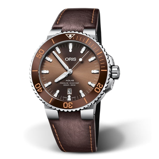 オリス/Oris/ダイビング/AQUIS(アクイス) デイト/ブラウン/レザーベルト/733 7730 4152-07 5 24 12EB 腕時計