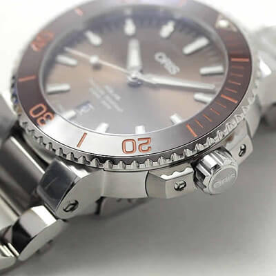 オリス/Oris/ダイビング/AQUIS(アクイス) デイト/ブラウン/レザーベルト/733 7730 4152-07 5 24 12EB 腕時計