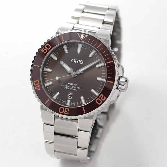 オリス/Oris/ダイビング/AQUIS(アクイス) デイト/ブラウン/メタルベルト/733 7730 4152-07 8 24 05PEB 腕時計