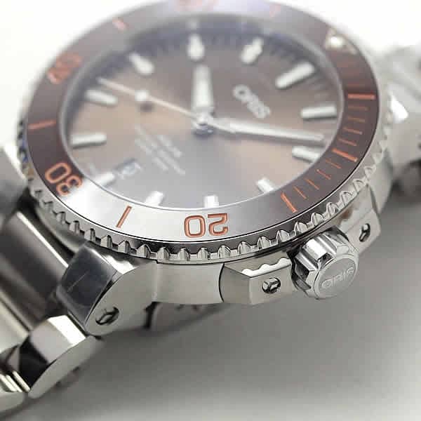 オリス/Oris/ダイビング/AQUIS(アクイス) デイト/ブラウン/メタルベルト/733 7730 4152-07 8 24 05PEB 腕時計