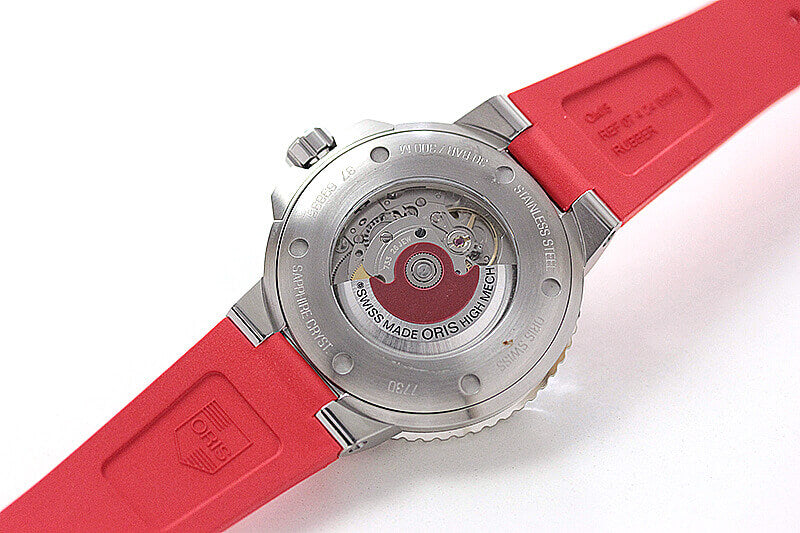オリス/Oris/ダイビング/AQUIS(アクイス) デイト/レリーフ レッドカラー 腕時計 733 7730 4153-07 4 24 66EB