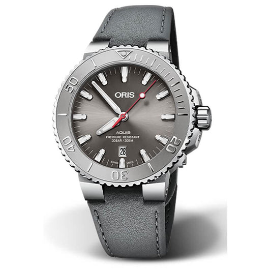 オリス/Oris/ダイビング/AQUIS(アクイス) デイト/レリーフ グレーカラー 腕時計 733 7730 4153-07 5 24 11EB レザー