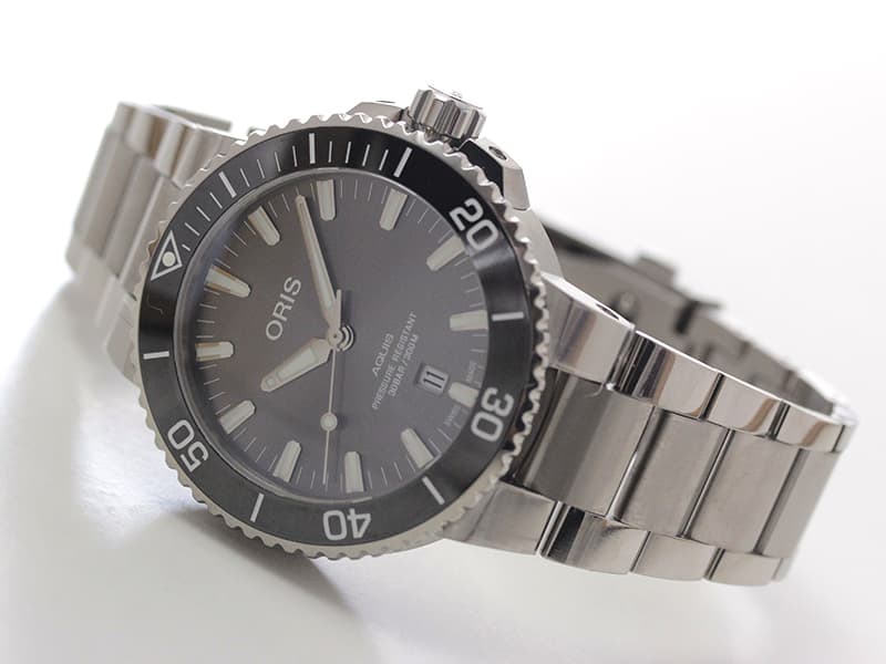 オリス/Oris/ダイビング/AQUIS(アクイス)/チタニウム デイト  733 7730 7153-07 8 24 15PEB 腕時計