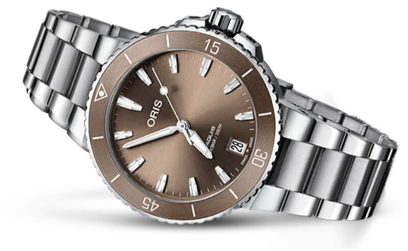 オリス/Oris/ダイビング/AQUIS(アクイス) デイト/ブラウン/メタルバンド/733 7731 4156-07 8 18 05P 36.5mm 腕時計