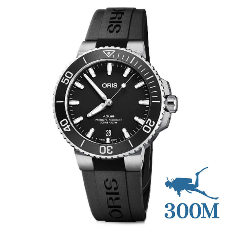 オリス/Oris/ダイビング/AQUIS(アクイス) デイト/ブラック/ラバーベルト/733 7732 4124-07 4 21 64FC 腕時計