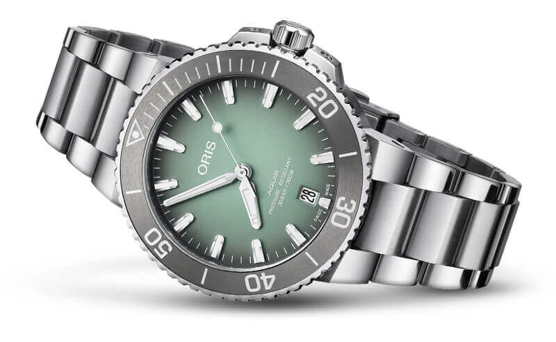 オリス/Oris/ダイビング/AQUIS(アクイス) デイト/グリーン/メタルベルト/733 7732 4137-07 8 21 05PEB 39.5mm 腕時計