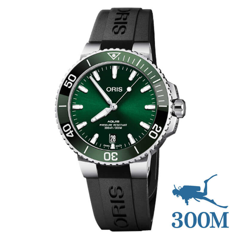 オリス/Oris/ダイビング/AQUIS(アクイス) デイト/グリーン/ラバーベルト/733 7732 4157-07 4 21 64FC 39.5mm 腕時計