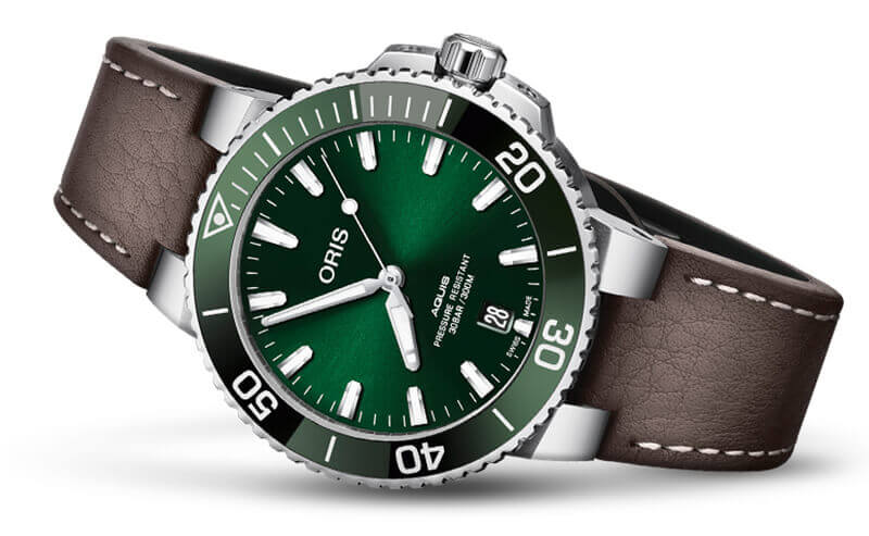 オリス/Oris/ダイビング/AQUIS(アクイス) デイト/グリーン/革ベルト/733 7732 4157-07 5 21 10FC / 39.5mm 腕時計
