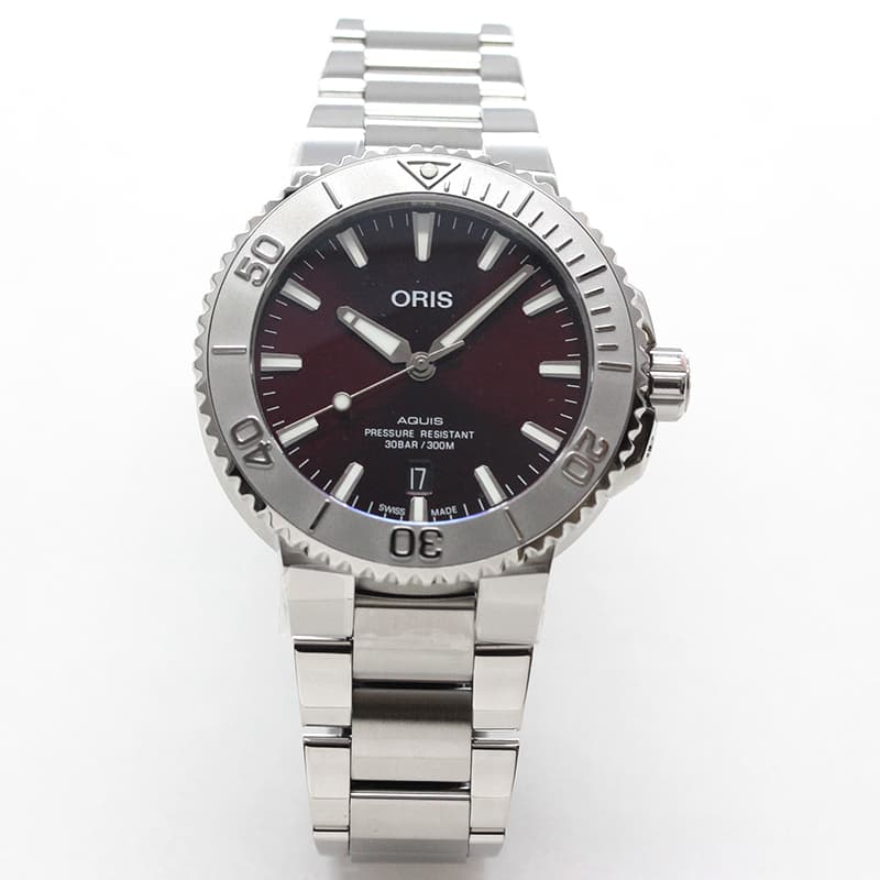 オリス/Oris/ダイビング/AQUIS(アクイス)/チェリーレッドモデル デイト 733 7766 4158-8 22 05PEB 腕時計