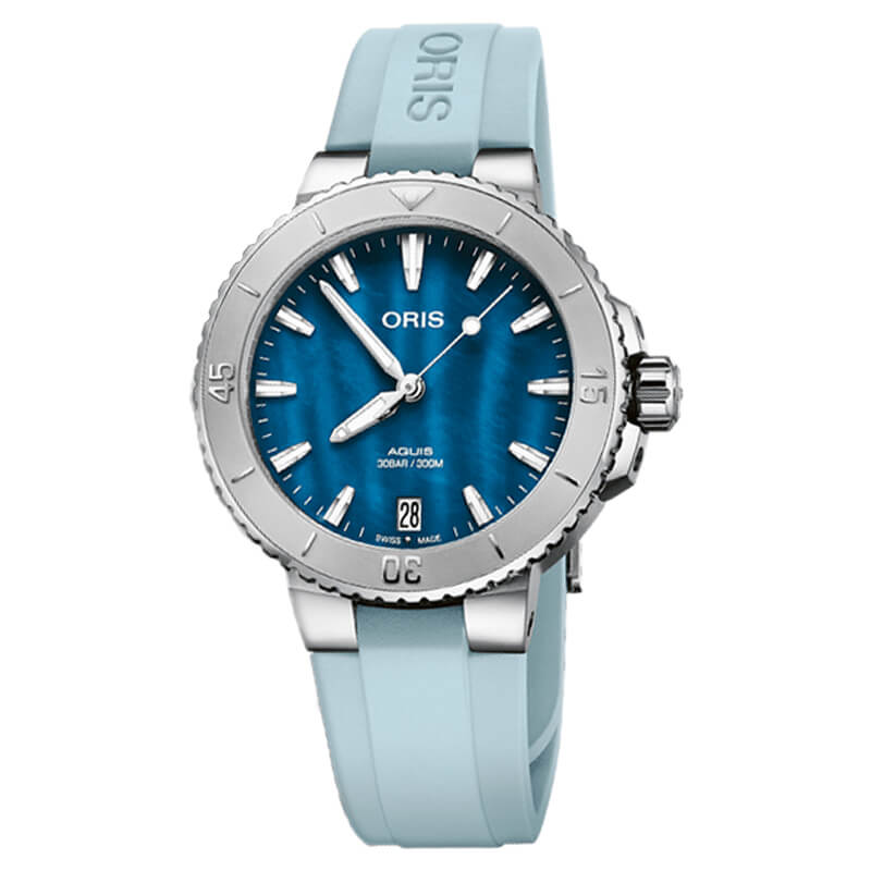オリス/Oris/AQUIS(アクイス) 36.5mm MOP(マザーオブパール)ダイアル レディース 腕時計 733 7770 4155-07 4 18 65FC（エーゲブルー）