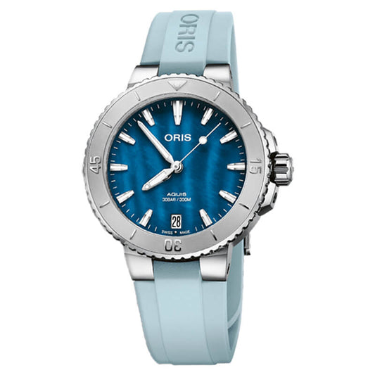 オリス/Oris/AQUIS(アクイス) 36.5mm MOP(マザーオブパール)ダイアル レディース 腕時計 733 7770 4155-07 4 18 65FC（エーゲブルー）
