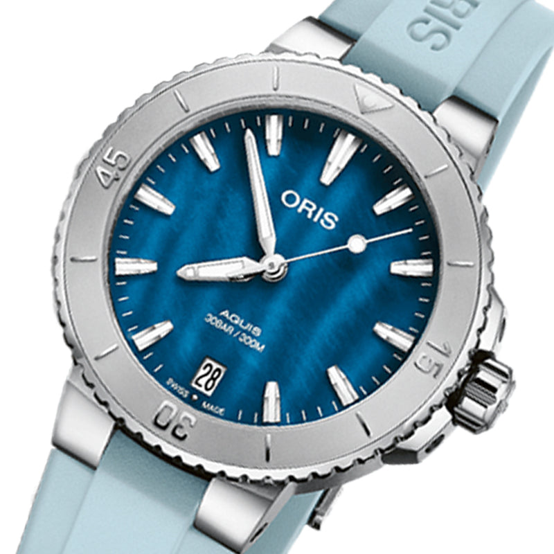 オリス/Oris/AQUIS(アクイス) 36.5mm MOP(マザーオブパール)ダイアル レディース 腕時計 733 7770 4155-07 4 18 65FC（エーゲブルー）