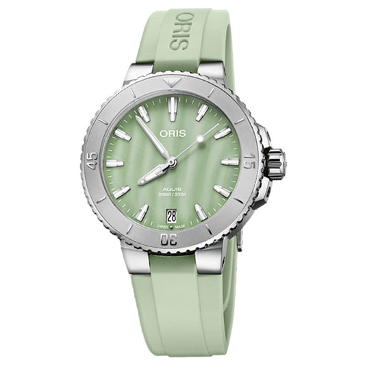 オリス/Oris/AQUIS(アクイス) 36.5mm MOP(マザーオブパール)ダイアル  レディース 腕時計 733 7770 4157-07 4 18 67FC（シーフォームグリーン）