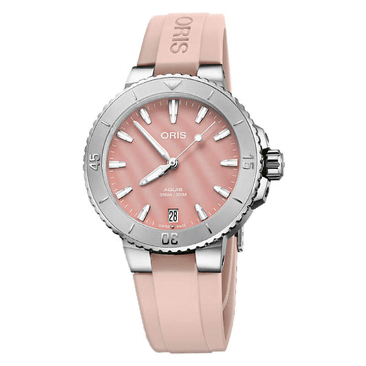 オリス/Oris/AQUIS(アクイス) 36.5mm MOP(マザーオブパール)ダイアル  レディース 腕時計 733 7770 4158-07 4 18 66FC（ブラッシュピンク）