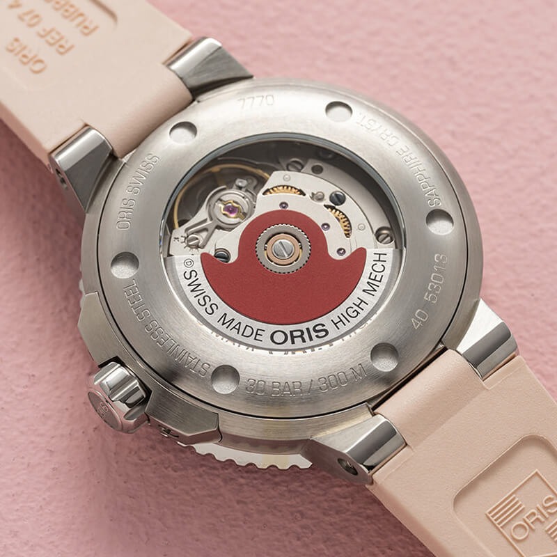 オリス/Oris/AQUIS(アクイス) 36.5mm MOP(マザーオブパール)ダイアル  レディース 腕時計 733 7770 4158-07 4 18 66FC（ブラッシュピンク）