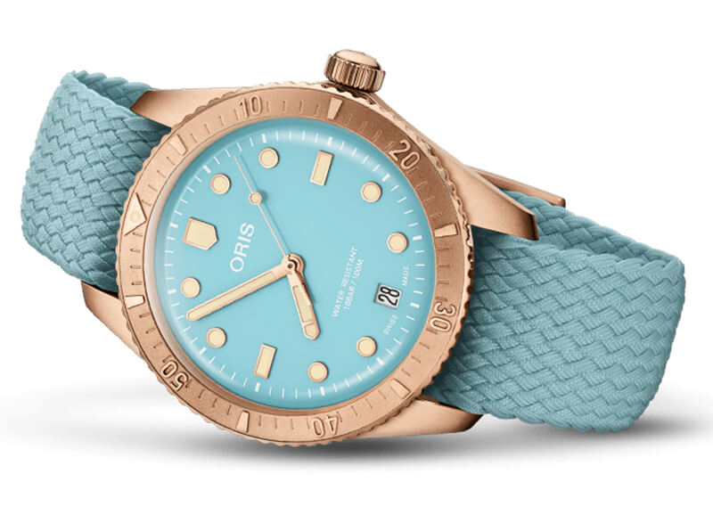オリス(Oris)ダイバーズ65 コットンキャンディ リサイクルナイロンストラップ 733 7771 3155-07 3 19 02BRS ブルーダイアル 腕時計