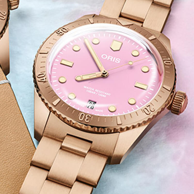 オリス(Oris)ダイバーズ65 コットンキャンディ 733 7771 3158-07 8 19 15 ピンクダイアル 腕時計