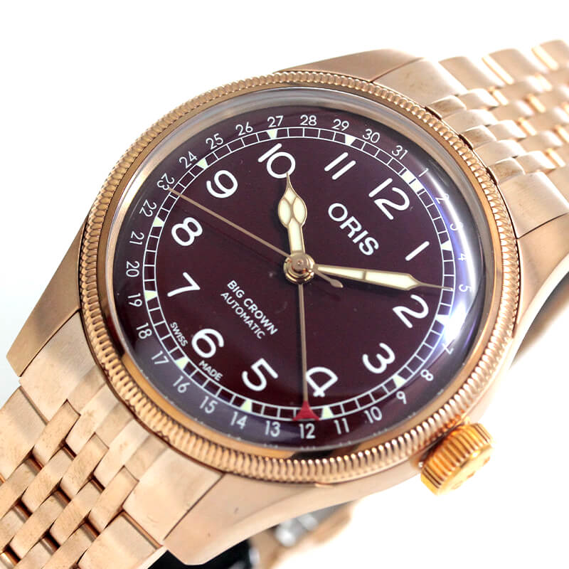 オリス（ORIS) ビッグクラウンポインターデイト フルブロンズ 754 7741 3168-07 8 20 01 腕時計 ボルドー