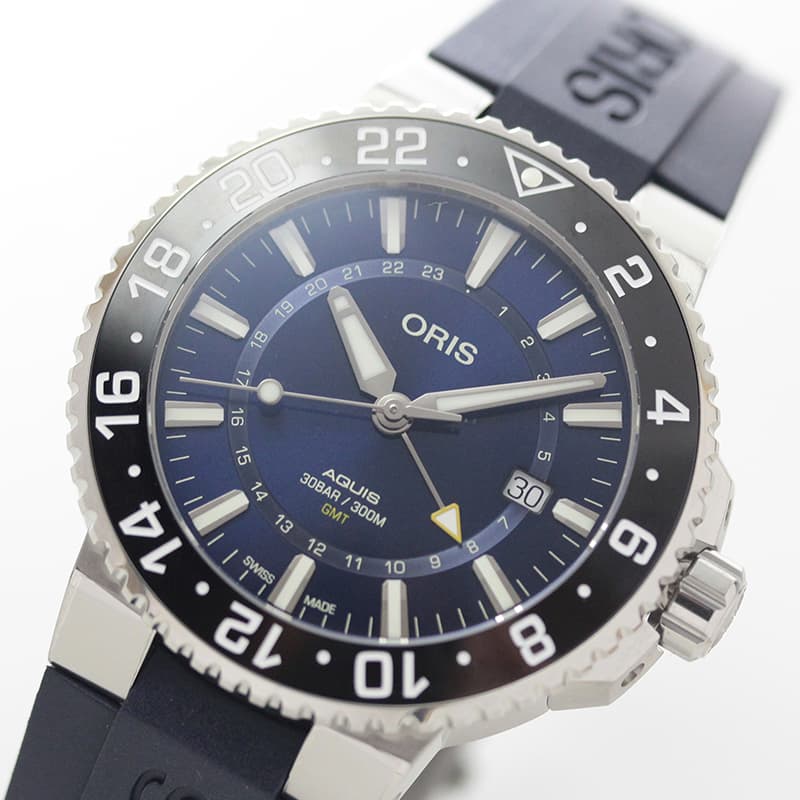 オリス/Oris/ダイビング/アクイス/GMTデイト/798 7754 4135-07 4 24 65EB ラバーベルト 腕時計