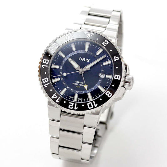 オリス/Oris/ダイビング/アクイス/GMTデイト/798.7754.4135 ステンレスベルト 腕時計